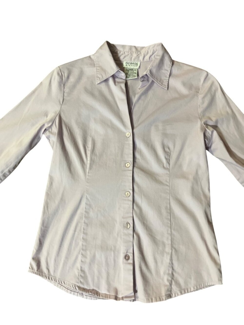 George Stretch Womens XS 2 Dusty Lavender Fitted Button Down Shirt Cotton Blend - Picture 9 of 12